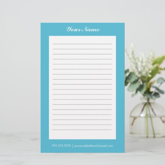 Sky Blue Customizable Linse Briefpapier (Stehend Vorderseite)
