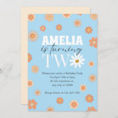 Sky Blue Daisy 2. Geburtstag Einladung (Vorne/Hinten)