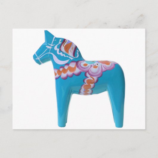 Sky Blue Dala Horse Postkarte (Vorderseite)