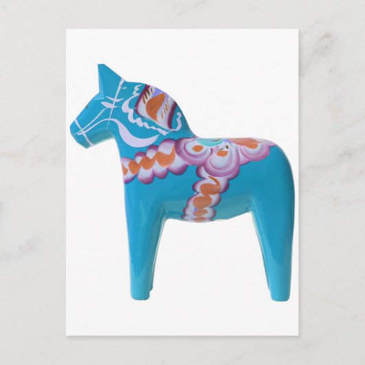 Sky Blue Dala Horse Postkarte (Vorderseite)