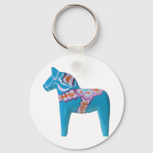 Sky Blue Dala Horse Schlüsselanhänger (Vorderseite)