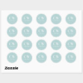 Sky Blue Damask Monogram Runder Aufkleber (Blatt)