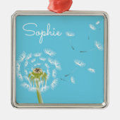 Sky Blue Dandela Blumen persönlicher Name Ornament Aus Metall (Vorne)