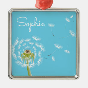 Sky Blue Dandela Blumen persönlicher Name Ornament Aus Metall