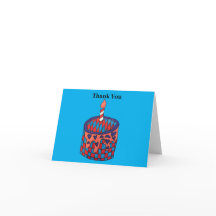 Sky blue Danksagkarte mit Geburtstagskupkuchen