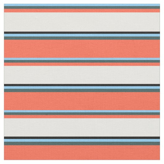 Sky Blue, Dark Slate Grey, Red, Mint Cream & Black Stoff (Nahaufnahme)