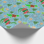 Sky-Blue Dinosaur Weihnachten Geschenkpapier (Ecke)