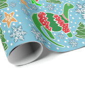 Sky-Blue Dinosaur Weihnachten Geschenkpapier (Rolleneckpunkt)