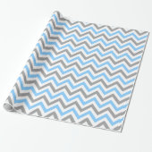 Sky Blue, Dk Gray Welch großes Zickzack ZigZag Mus Geschenkpapier (Ungerollt)