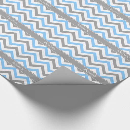 Sky Blue Dk Gray Welch LG Zickzack Graue Bezeichnu Geschenkpapier (Ecke)