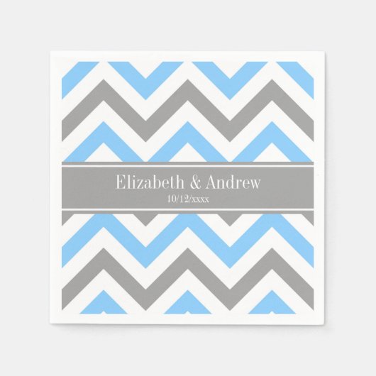 Sky Blue Dk Gray Welch LG Zickzack Graue Bezeichnu Serviette (Vorderseite)