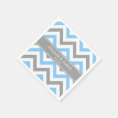 Sky Blue Dk Gray Welch LG Zickzack Graue Bezeichnu Serviette (Ecke)