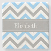 Sky Blue Dk Gray Welch LG Zickzack Graue Bezeichnu Steinuntersetzer (Vorderseite)