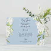 Sky Blue Dripping White Hydrangeas Baby Dusche Einladung (Stehend Vorderseite)