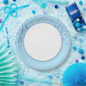 Sky Blue Edge mit Minimalistischem Fireworks-Desig Pappteller (Party)