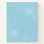 Sky Blue Elegant Floral Sketchbook Notizblock (Rückseite)
