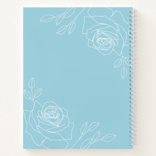 Sky Blue Elegant Floral Sketchbook Notizblock (Rückseite)