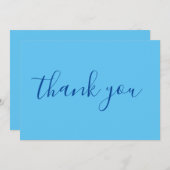 Sky Blue Elegante Moderne Schlichte Handschrift Dankeskarte (Vorne/Hinten)