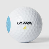 Sky Blue Elegante Personalisierter Name Club Golfball (Logo)