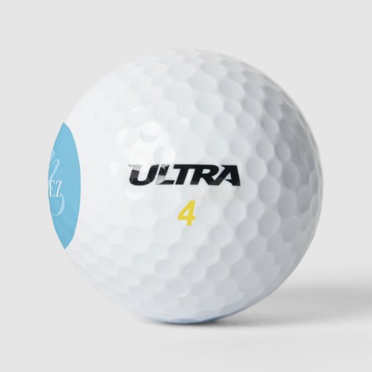 Sky Blue Elegante Personalisierter Name Club Golfball (Logo)