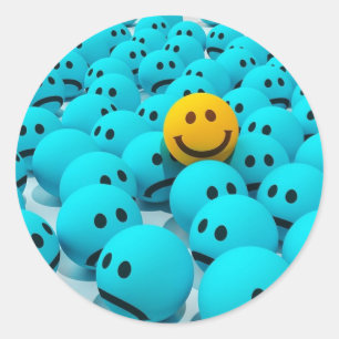 Sky blue emoji runder aufkleber