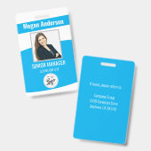 Sky Blue Employee Foto ID Abzeichen Ausweis (Vorder- & Rückseite)
