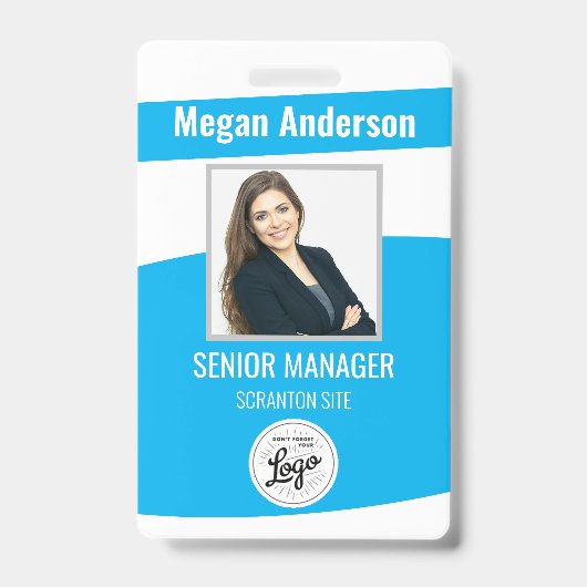 Sky Blue Employee Foto ID Abzeichen Ausweis (Vorderseite)