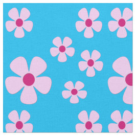 Sky Blue Fabric mit rosa Blume Stoff