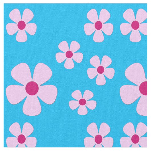 Sky Blue Fabric mit rosa Blume Stoff (Nahaufnahme)