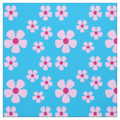 Sky Blue Fabric mit rosa Blume Stoff (Muster)