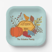 Sky Blue Fall Foliage Pumpkin Erntedank Dinner Pappteller (Vorderseite)