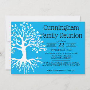 Sky Blue Family Wiedersehen Family Tree Silhouette Save The Date