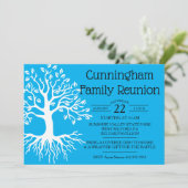 Sky Blue Family Wiedersehen Family Tree Silhouette Save The Date (Stehend Vorderseite)