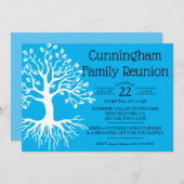 Sky Blue Family Wiedersehen Family Tree Silhouette Save The Date (Vorne/Hinten)