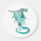 Sky Blue Fantasy Dragon Square oder Circle Magnete Magnet (Vorne)