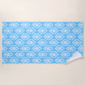 Sky Blue Floral Damask Strandtuch (Vorderseite)