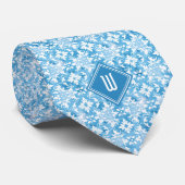 Sky Blue Floral Monogram Krawatte (Gerollt)