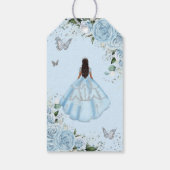 Sky Blue Floral Princess Dress Silver Quinceañera Geschenkanhänger (Rückseite)