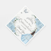 Sky Blue Floral Princess Dress Silver Quinceañera Serviette (Ecke)