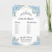 Sky Blue Floral Silver Quinceñera Orden der Ereign Programm (Rückseite)