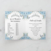 Sky Blue Floral Silver Quinceñera Orden der Ereign Programm (Innenseite)