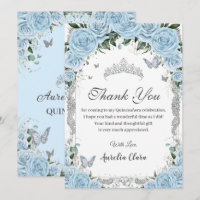 Sky Blue Floral Sweet 16 Quinceañera Dankeschön Ca
