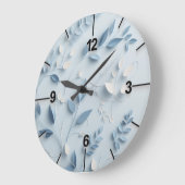 Sky Blue Floral Wall Clock Design Große Wanduhr (Winkel)