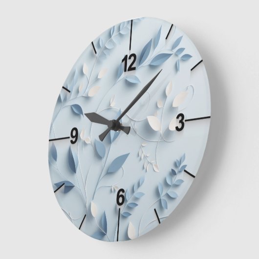 Sky Blue Floral Wall Clock Design Große Wanduhr (Winkel)