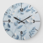 Sky Blue Floral Wall Clock Design Große Wanduhr (Vorderseite)
