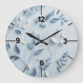 Sky Blue Floral Wall Clock Design Große Wanduhr