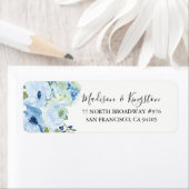 Sky Blue Floral Watercolor Rücksendeadresse (Insitu)