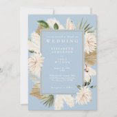 Sky Blue Floral Wedding Einladung (Vorderseite)