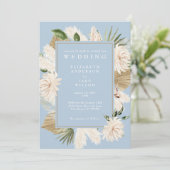 Sky Blue Floral Wedding Einladung (Stehend Vorderseite)