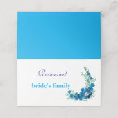 Sky Blue Floral Wedding Folded Place Card Platzkarte (Außenseite Aufgefaltet)